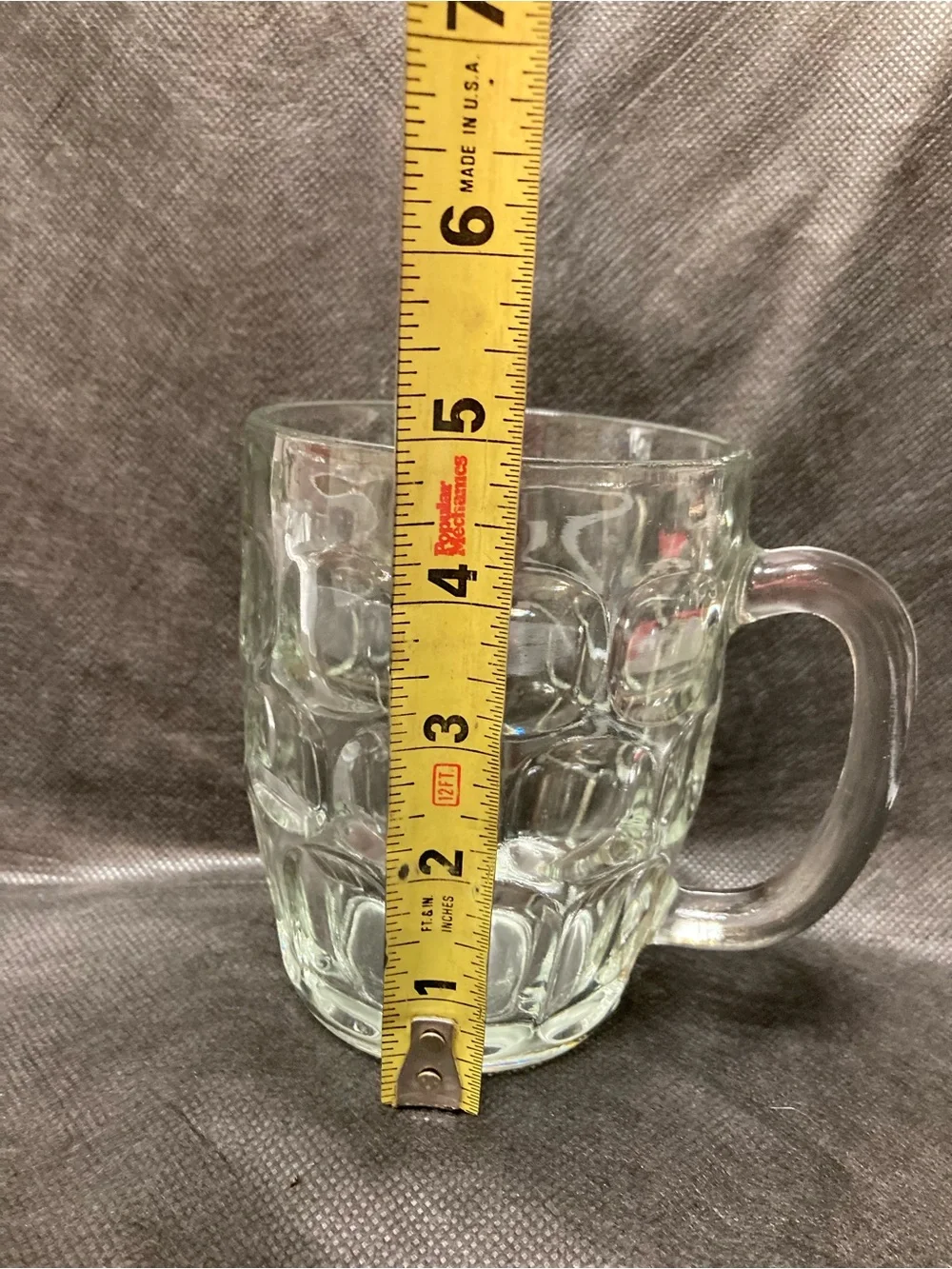 Clear Glass Beer Mug with Textured Bubble Design - Home Dining